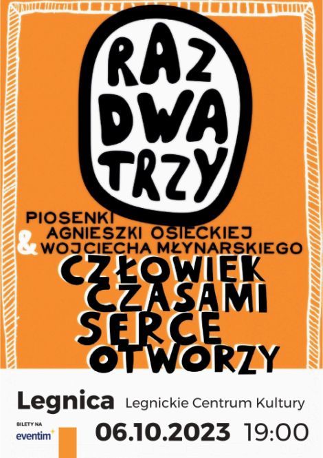 Plakat promujący koncert zespołu Raz, Dwa, Trzy