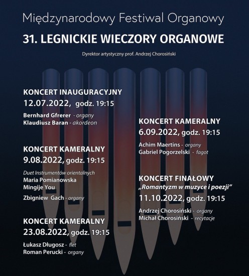 Program Legnickich Wieczorw Organowych 2022