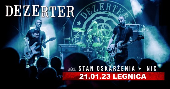 Grafika promujca koncert Dezertera - zesp na scenie