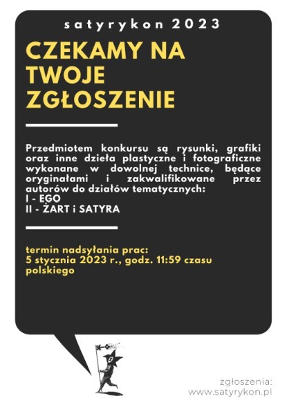 Grafika zachcajca do zgoszenia si na konkurs Satyrykon