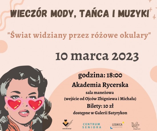 Grafika promujca Wieczr mody, taca i muzyki